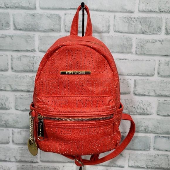 Steve Madden Handbags - Steve Madden Bailey Coral Perforated Logo Small Backpack Bag Purse‎